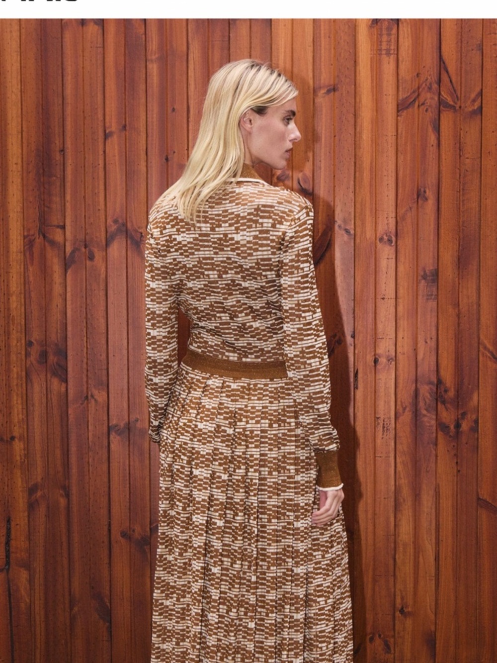 Alemais Brown and Cream Collared Long-Sleeve Maxi Dress - Picture 4 of 5